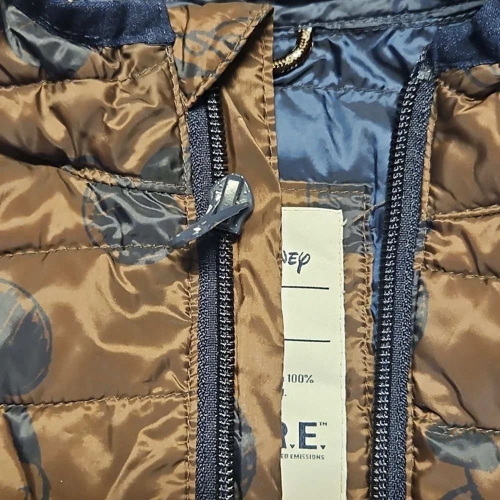 Baby GAP Brown and Blue Mickey Mouse Puffer Jacket 12-18 Months
